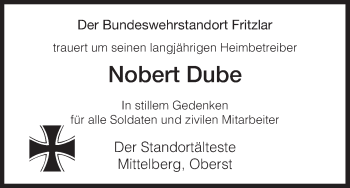 Todesanzeige von Norbert Dube von HNA