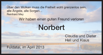 Todesanzeige von Norbert  von HNA
