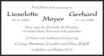 Todesanzeige von Lieselotte und Gerhard Meyer von HNA