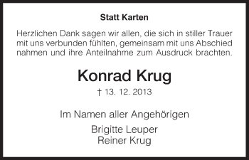Todesanzeige von Konrad Krug von HNA