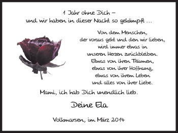 Todesanzeige von 1 Jahr ohne Dich  von HNA