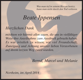 Todesanzeige von Beate Ippensen von HNA