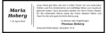 Todesanzeige von Thomas Hoberg von HNA