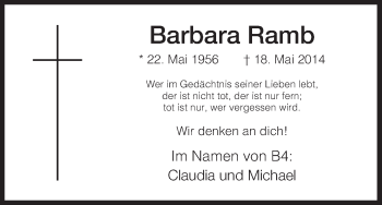 Todesanzeige von Barbara Ramb von HNA
