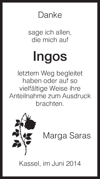 Todesanzeige von Ingo  von HNA