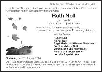 Todesanzeige von Ruth Noll von HNA