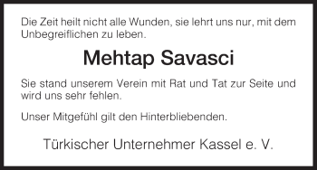 Todesanzeige von Mehtap Savasci von HNA