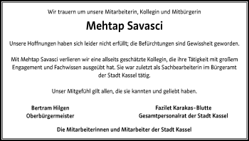 Todesanzeige von Mehtap Savasci von HNA
