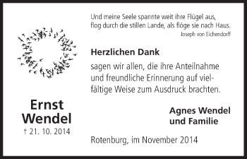 Todesanzeige von Ernst Wendel von HNA