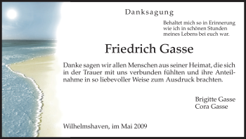 Todesanzeige von Friedrich Gasse von HNA