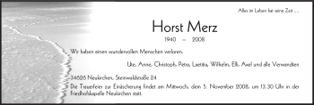 Todesanzeige von Horst Merz von HNA