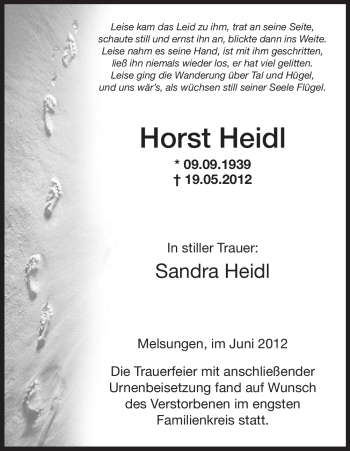 Todesanzeige von Horst Heidl von HNA