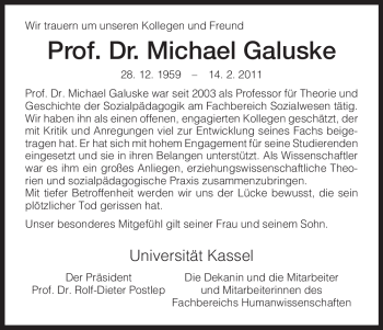 Todesanzeige von Michael Galuske von HNA