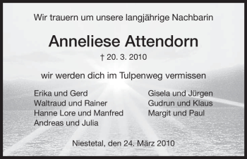 Todesanzeige von Anneliese Attendorn von HNA