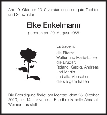 Todesanzeige von Elke Enkelmann von HNA