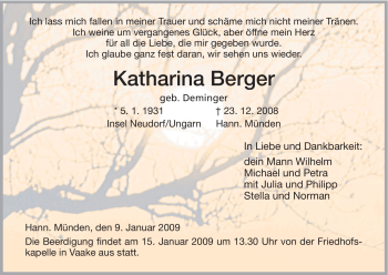 Todesanzeige von Katharina Berger von HNA