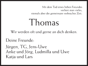 Todesanzeige von Thomas  von HNA