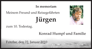 Todesanzeige von Jürgen Unbekannt von HNA