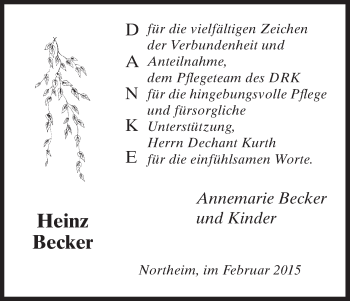 Todesanzeige von Heinz Becker von HNA