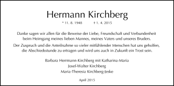 Todesanzeige von Hermann Kirchberg von HNA