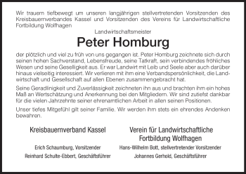 Todesanzeige von Peter Homburg von HNA