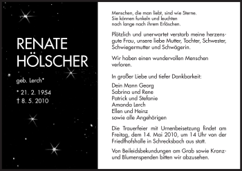 Todesanzeige von Renate Hölscher von HNA