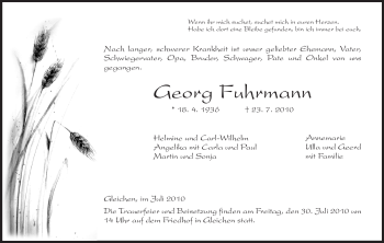 Todesanzeige von Georg Fuhrmann von HNA