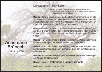 Todesanzeige von Annemarie Brübach von HNA