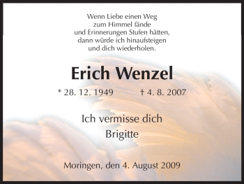 Todesanzeige von Erich Wenzel von HNA