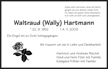 Todesanzeige von Waltraud Hartmann von HNA