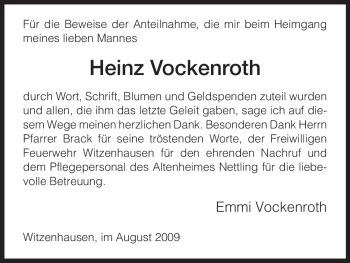 Todesanzeige von Heinz Vockenroth von HNA
