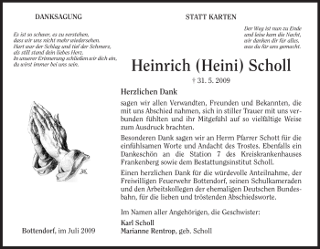 Todesanzeige von Heinrich Scholl von HNA