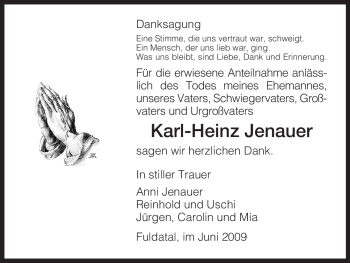 Todesanzeige von Karl-Heinz Jenauer von HNA