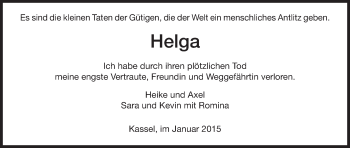 Todesanzeige von Helga  von HNA