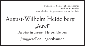 Todesanzeige von August-Wilhelm Heidelberg von HNA