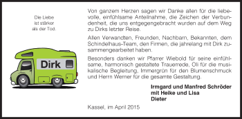 Todesanzeige von Dirk Schröder von HNA