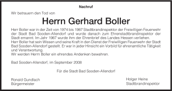 Todesanzeige von Gerhard Boller von HNA
