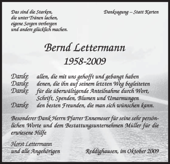 Todesanzeige von Bernd Lettermann von HNA