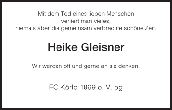 Todesanzeige von Heike Gleisner von HNA