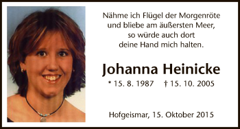 Todesanzeige von Johanna Heinicke von HNA