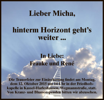 Todesanzeige von Micha  von HNA