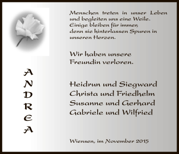 Todesanzeige von Andrea  von HNA