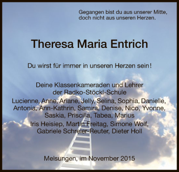 Todesanzeige von Theresa Maria Entrich von HNA