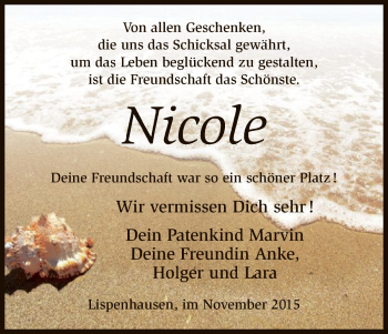 Todesanzeige von Nicole  von HNA