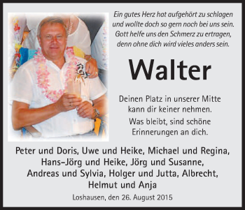 Todesanzeige von Walter  von HNA