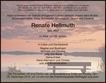 Todesanzeige von Renate Hellmuth von HNA