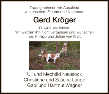 Todesanzeige von Gerd Kröger von HNA
