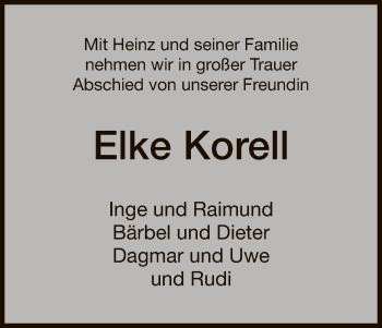 Todesanzeige von Elke Korell von HNA