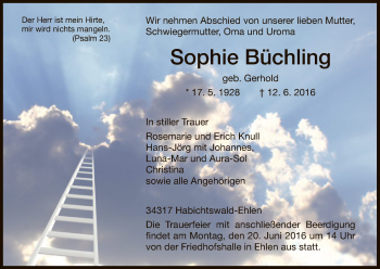 Todesanzeige von Sophie Büchling von HNA