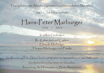 Todesanzeige von Hans-Peter Marburger von HNA